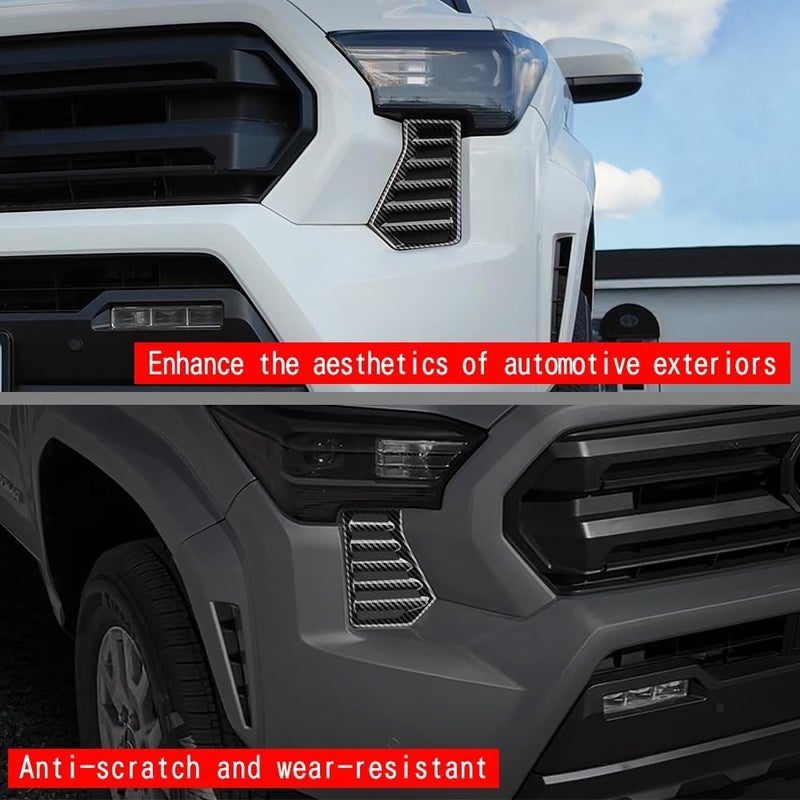 BORUIEN For Toyota Tacoma 2024 2025 2026 Exterior Accessories Front Bumper Side Fog Lamp Light Cover Headlight Trim Frame Grille Decor ABS (Carbon Fiber Grain) - Image 5